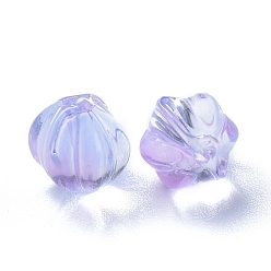 Lilac Transparent Glass Beads, with Glitter Powder, Pumpkin, Lilac, 8.5x8mm, Hole: 1.2mm