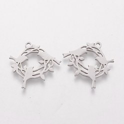 Stainless Steel Color 201 Stainless Steel Pendants, Bird, Stainless Steel Color, 18x20x1.1mm, Hole: 1.5mm