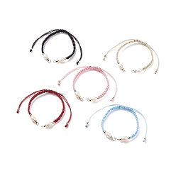Mixed Color Half Finished Polyester Braided Pearl Bracelet, with Jump Rings, for Adjustable Connector Bracelet Making , Mixed Color, 12-5/8 inch(32cm), 5~6.5mm
