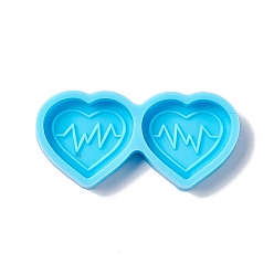 Heart Valentine's Day Silicone Molds, Resin Casting Molds, for Ear Stud Craft Making, Heart Pattern, 18.5x36x5mm, Inner Diameter: 15x17mm