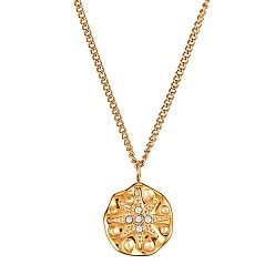 Golden Clear Cubic Zirconia Star Pendant Necklace, Titanium Steel Jewelry for Women, Golden, 15.75 inch(40cm)