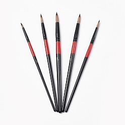 Noir Ensembles de stylos pinceaux en bois, pour la peinture à l'huile d'aquarelle, noir, 190~201x5.5~9.5 mm, brosse: 12~23x3~5.5 mm, 5 pcs / ensemble