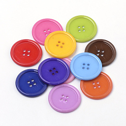 (52) Непрозрачная лаванда 4-отверстие кнопки акриловые, плоско-круглые, разноцветные, 38x4 мм, отверстие : 3 мм