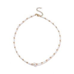 Coloré Colliers de perles de coquillages pour femmes, avec des perles en verre de graine, 304 fermoir à pince de homard en acier inoxydable, colorées, 16.26 pouce (41.3 cm)