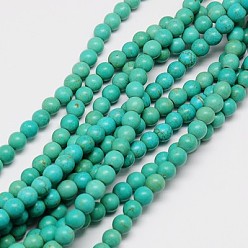 Vert De Mer Clair Perles synthétiques turquoise brins, teint, ronde, vert de mer clair, 10mm, trou: 1 mm, environ 800 pcs / 1000 g
