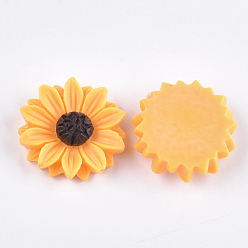 Dark Orange Resin Cabochons, Sunflower, Dark Orange, 29~30x8.5mm