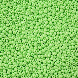 Verde de Amarillo 11/0 cuentas de semillas de vidrio opaco de grado, hornear painta, rondo, amarillo verdoso, 2.3x1.5 mm, agujero: 1 mm, sobre 48500 unidades / libra