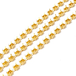 Золотой 50 m прямоугольные латунные цепочки со стразами, золотые, 3x2.5x2.7 мм, лоток : 2.5x2 мм