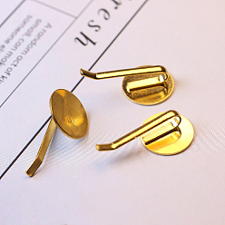 Oro Fornituras de palillo de pelo de hierro, plano y redondo, dorado, Bandeja: 18 mm, 35x18 mm