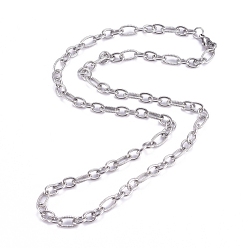 Stainless Steel Color 304 Stainless Steel Figaro Chains Necklaces, with Lobster Claw Clasps, Stainless Steel Color, 19.6 inch(50cm)