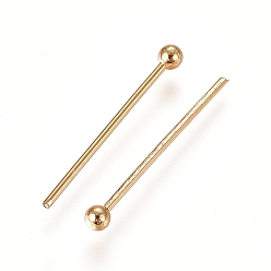 Real 24K Gold Plated 304 Stainless Steel Ball Head Pins, Real 24k Gold Plated, 15x0.6mm, 22 Gauge, Head: 1.8mm