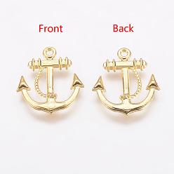 Golden Tibetan Style Alloy Pendants, Anchor, Lead Free and Cadmium Free, Golden, about 20mm wide, 23mm long, hole: 2mm