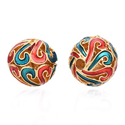 Red Alloy Enamel Beads, Matte Style, Cadmium Free & Lead Free, Round, Red, 10x9.5mm, Hole: 2mm