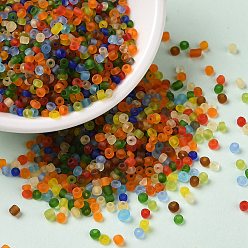 Colorful Frosted Colours Glass Seed Beads, Round Hole, Round, Colorful, 2~2.5x1.5~2mm, Hole: 0.8mm, about 34615Pcs/pound