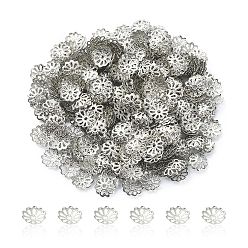 Platinum Iron Bead Caps, Multi-Petal, Platinum, 9mm, Hole: 1.5mm