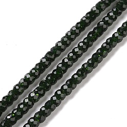 Green Goldstone Synthetic Green Goldstone Beads Strands, Faceted, Rondelle, 3x2mm, Hole: 0.6mm, about 166pcs/strand, 14.92''(37.9cm)