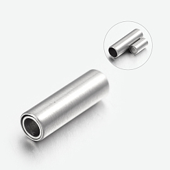 Stainless Steel Color 304 Stainless Steel Magnetic Clasps with Glue-in Ends, Column, Stainless Steel Color, 16x5mm, Hole: 3mm