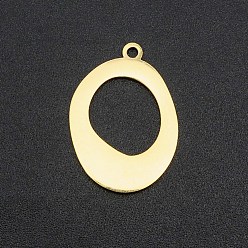 Real 18K Gold Plated 201 Stainless Steel Pendants, Laser Cut, Hollow, Oval, Real 18K Gold Plated, 22x16x1mm, Hole: 1.6mm