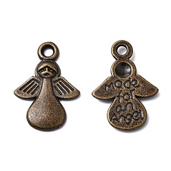 Antique Bronze Tibetan Style Angel Alloy Pendants, Cadmium Free & Nickel Free & Lead Free, Antique Bronze, 18x13x2mm, Hole: 1.5mm, about 925pcs/1000g