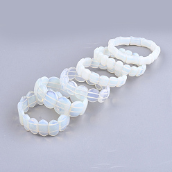 Opalite Opalite Stretch Bracelets, Rectangle & Bamboo & Oval, 2 inch~2-1/8 inch(5~5.5cm)