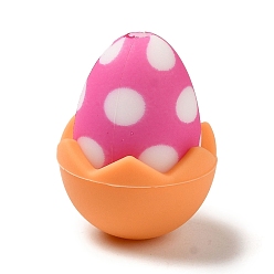 Rose Chaud Perles focales en silicone écologique de qualité alimentaire en coquille d'œuf de pâques, perles à mâcher pour les jouets de dentition, perles de dentition bricolage, rose chaud, 16.5x21.5mm, Trou: 2.3mm