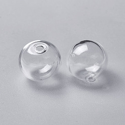 Clear Handmade Blown Glass Globe Ball Bottles, for Glass Vial Pendants, Round, Clear, 16mm, Hole: 2mm