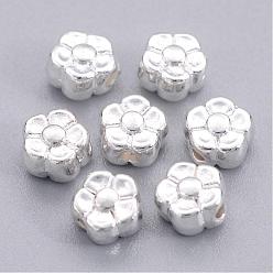 Silver Tibetan Style Alloy Beads, Lead Free & Cadmium Free, Silver Color, Flower, 5x5x3mm, Hole: 1mm