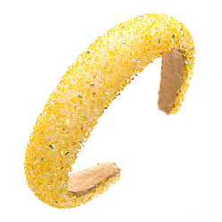 Oro Cintas para el cabello de esponja de resina, accesorios para el cabello anchos para mujeres niñas, oro, 140x120 mm
