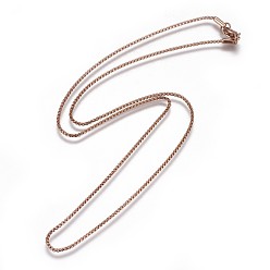 Rose Gold 304 Stainless Steel Box Chain Necklaces, with Lobster Claw Clasps, Rose Gold, 19.6 inch(50cm), 1.5mm