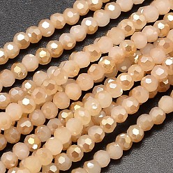 Blanc Navajo Brins de perles de verre plaquées imitation jade à facettes (à facettes) rondes demi-arc-en-ciel, navajo blanc, 32mm, Trou: 4mm, Environ 1 pcs/chapelet, 100 pouce