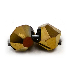 Dark Goldenrod Electroplate Glass Beads Strands, Full Antique Bronze Plated, Faceted, Round, Dark Goldenrod, 10mm, Hole: 1mm