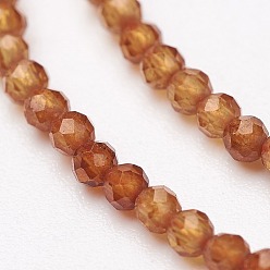 Garnet Natural Garnet Bead Strands, Faceted, Round, 3mm, Hole: 0.5mm, about 135pcs/strand, 15.5 inch