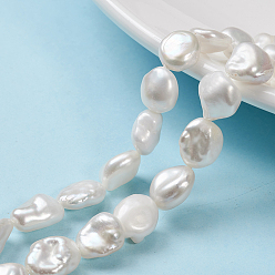 Blanc Floral Perle baroque naturelle perles de perles de keshi, perle de culture d'eau douce, nuggets, floral blanc, 8~23x8~15x5~12mm, Trou: 0.2mm, Environ 28 pcs/chapelet, 14.96 pouce (38 cm)