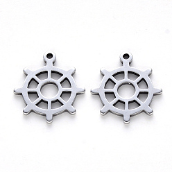 Stainless Steel Color 201 Stainless Steel Pendants, Laser Cut, Helm, Stainless Steel Color, 17x15x1mm, Hole: 1.2mm