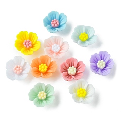 Mixed Color Opaque Resin Cabochons, Flower, Mixed Color, 14.5x15x6mm