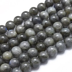 Larvikite Natural Labradorite Beads Strands, Round, 6~6.5mm, Hole: 0.6mm, about 71pcs/strand, 15.35 inch(39cm)