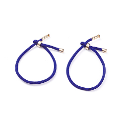 Bleu Fabrication de bracelet en corde de coton torsadée, avec les accessoires en acier inoxydable, or, bleu, 9 pouces ~ 9-7/8 pouces (23~25 cm), 3mm