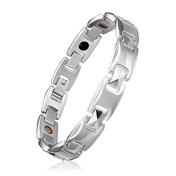 Stainless Steel Color SHEGRACE Stainless Steel Panther Chain Watch Band Bracelets, with Watch Band Clasps, Stainless Steel Color, 8-1/4 inch(21cm)