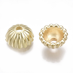 Light Gold CCB Plastic Bead Caps, Flower, Multi-Petal, Light Gold, 9x4.5mm, Hole: 2mm, Inner Diameter: 4.5mm
