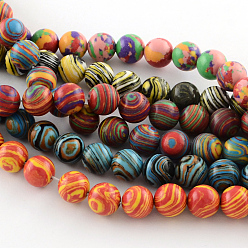 Mixed Color Dyed Synthetical Gemstone Round Bead Strands, Mixed Color, 6mm, Hole: 1mm, about 66pcs/strand, 15.35 inch
