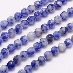 Jaspe Avec Point Bleu Perles de jaspe tache bleue naturelle, facette, ronde, bleu, 4mm, Trou: 1mm, Environ 90 pcs/chapelet, 15.35 pouce