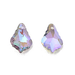 Lilac Pointed Back Electroplate Faceted Glass Pendants, Teardrop, Lilac, 16x11.5x6mm, Hole: 1.4mm
