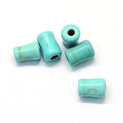 Turquesa Cuentas de piedras preciosas de color turquesa sintética, columna, teñido, turquesa, 9~10x6~7 mm, agujero: 2 mm