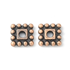 Red Copper Tibetan Style Spacer Beads, Cadmium Free & Nickel Free & Lead Free, Square, Red Copper, 7x7x2mm, Hole: 2mm