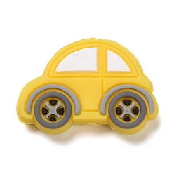 Yellow Silicone Focal Beads, Car, Yellow, 21.5x32x8mm, Hole: 2.5mm