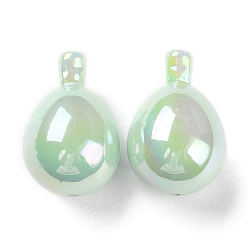 Vert mer Foncé Uv perles acryliques plaqués, iridescent, larme, vert de mer foncé, 26.5x18mm, Trou: 1.8mm