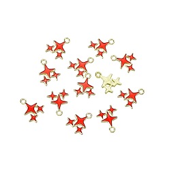 Red Alloy Enamel Pendants, Golden, Star Charm, Red, 17x14.5mm