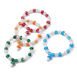 Couleur Mélangete Bracelet extensible perlé au chalumeau avec charmes de champignons en résine, couleur mixte, diamètre intérieur: 2-1/4 pouce (5.7 cm)