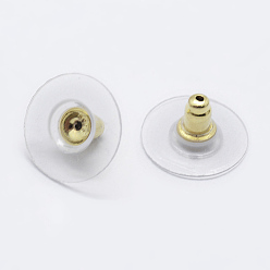 Golden 925 Sterling Silver Ear Nuts, with 925 Stamp, Golden, 6.5x12mm, Hole: 0.8mm