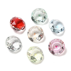 Mixed Color Pointed Back Glass Rhinestone Cabochons, Faceted, Flat Round, Mixed Color, 12x6mm